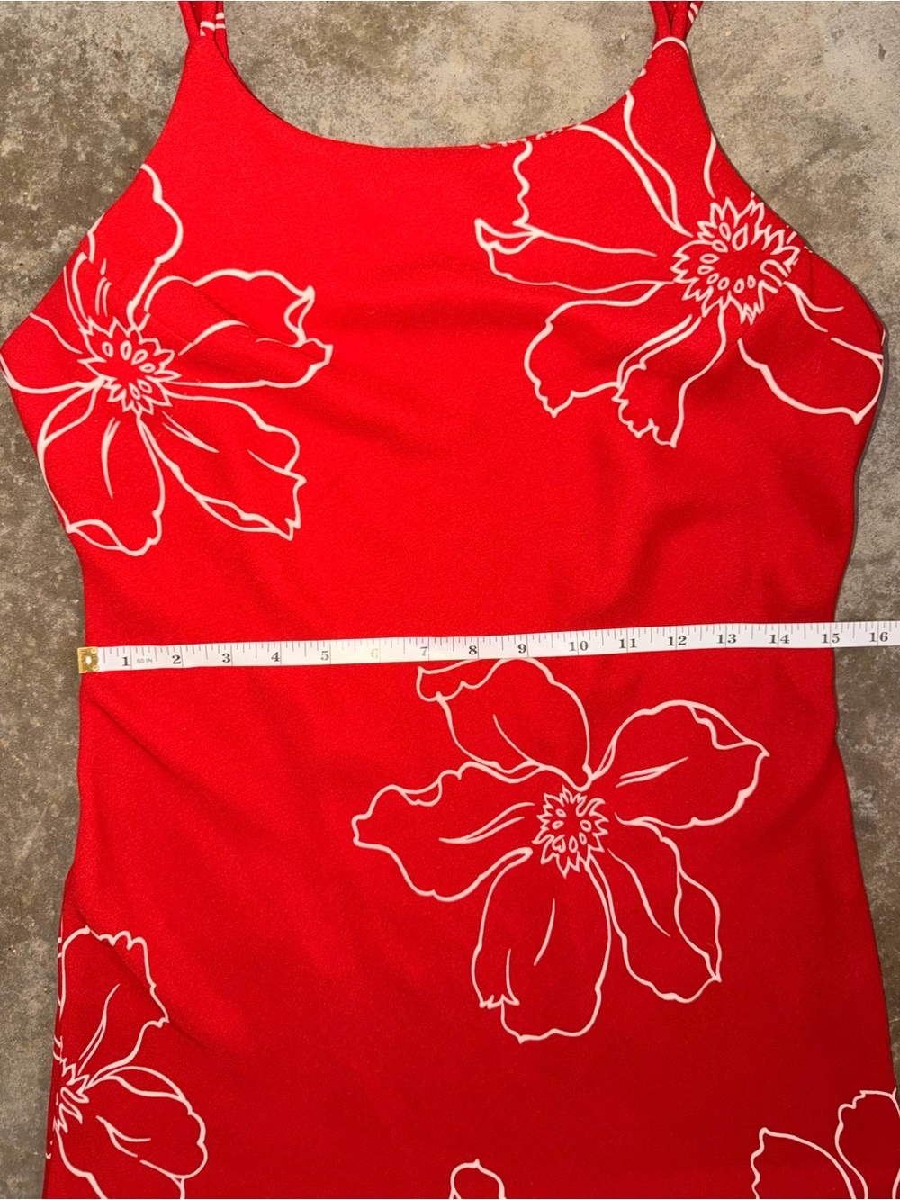 Vintage Red Floral Slip Dress Spaghetti Strap Midi Dress Size 6 - Picture 5 of 12